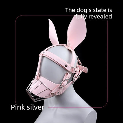 New Pink Leather Dog Head Mask Role play Mask Bondage Erotic Training SM Games Nightclub Parties BDSM Unisex Adult Sex Toys 18+
