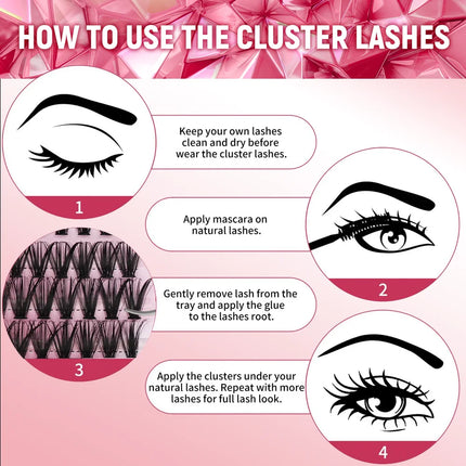 Fadvan DIY 280 Cluster Lashes Natural C/D Curl Individual Mink Eyelashes Makeup Supplies at home