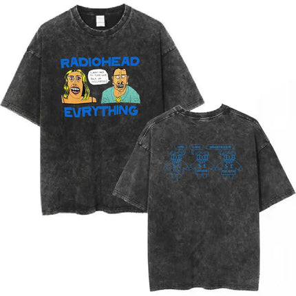 Radiohead Rock Band Washed Cotton T-Shirt Men Women Hip Hop Music Tee Fashion Short Sleeve T-shirt Summer Oversized T-shirts Tops