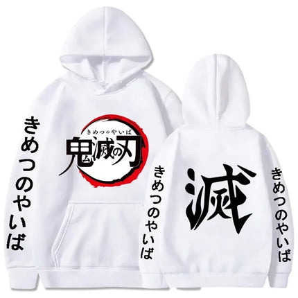 Popular Anime Print Hoodies Demon Slayer Blade Warm Fleece Japanese Street Kamado Nezuko Custom Men's Sweater Pullover Hoodies