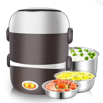 Portable electric lunch box 1 bottle pc car stainless steel plastic 2-in-1 household insulation heating lunch box can be plugged