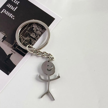 Funny Matchstick Men Keychain Middle Finger Heart to Heart Car Bag Pendant Key Ring Jewelry Couple Friend Gifts Wholesale бре