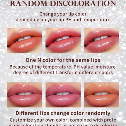 Temperature Color Changing Glitter Lipstick Waterproof Long Lasting Moisturizing Velvet Matte Lip Tint Red Pink Sexy Lips Makeup