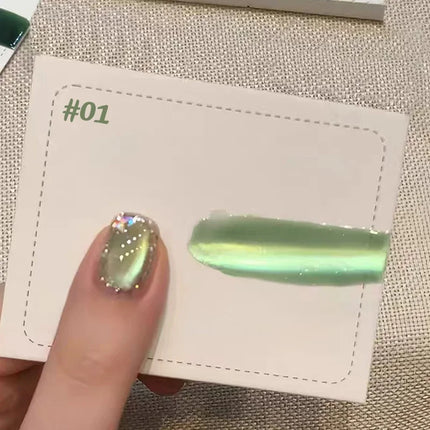 1-9pcs WS Autumn Winter Nail High-density Green Glass Bead Cat Eye Gel Nail Polish 2025 Popular Whitening Nail Art Nail Supplies