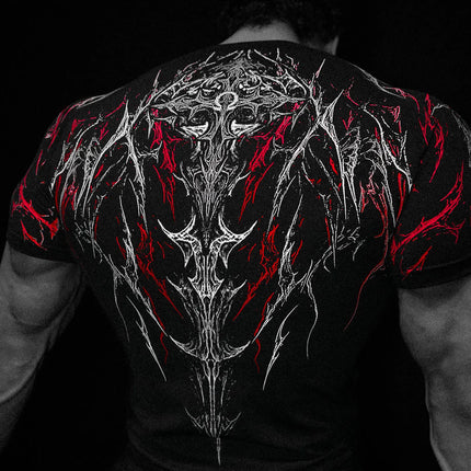 Dark Dragon Slayer Men's 2026 Summer New Fitness Clothes Speed Drying Running Printed Compression Clothes Sports T-shirt
