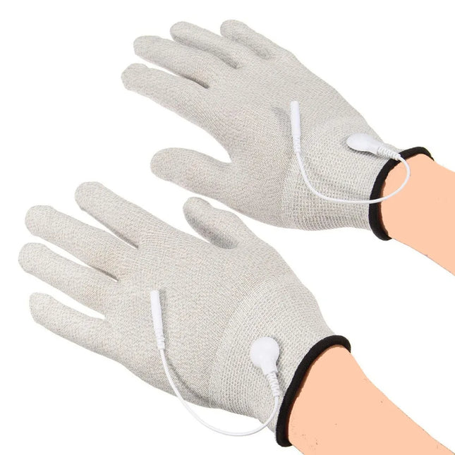 BDSM Flirting Sex Toys Electric Shock Conductive Fiber Massage Gloves With Wire Electro Stimulation Breast Clitoris Body Massage