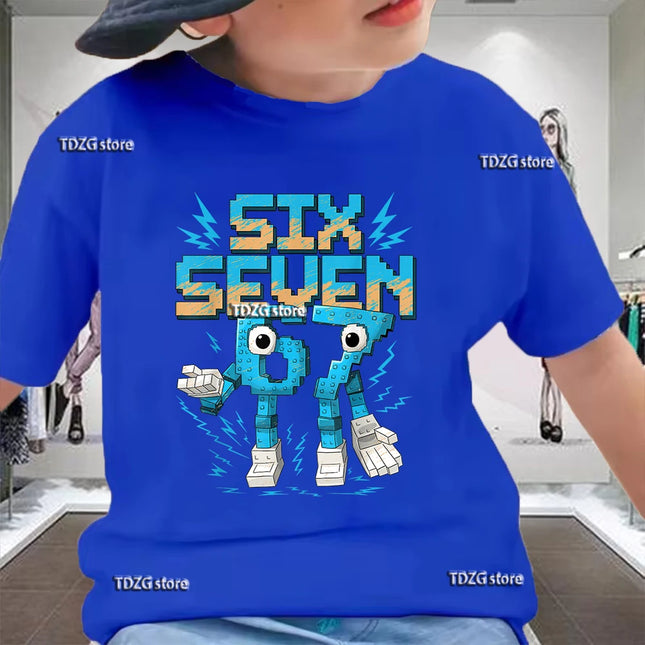 Summer Funny Six Seven 67 Digit Print Children's T-Shirt Casual Cotton Boys Short Sleeve Fashion Comfortable Kids Sport Clothes