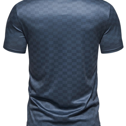 The 2025 summer new men's short-sleeved POLO shirt features a casual fashionable comfortable and soft 3D striped pattern print