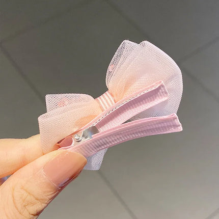 5PCS/Set Korean Baby Hairpins Mesh Gauze Bow Girl Princess Hair Clips Sweet Flower Barrettes Kids Hair Accessories Headwear