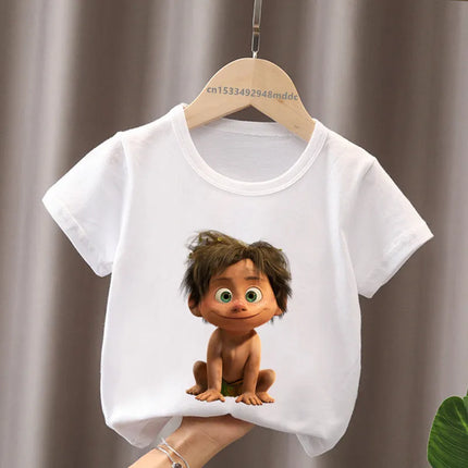 Hot Sale The Good Dinosaur Arlo Spot Print Funny Kids T-Shirts Girls Clothes Baby Boys Short Sleeve T-shirt Summer Children Tops