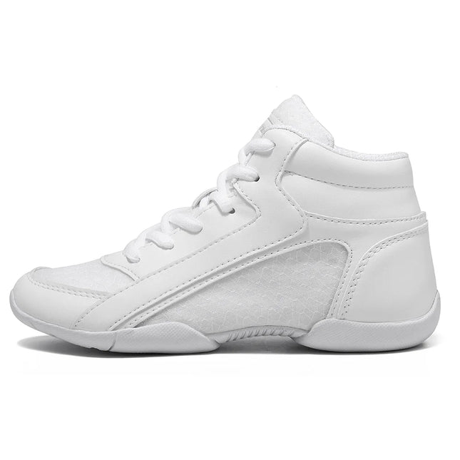 BAXINIER Girls White High Top Cheerleading Shoes Lightweight Youth Cheer Competition Sneakers kids Training Dance Tennis Shoes