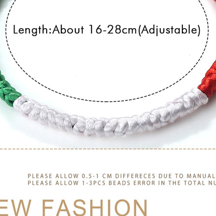 Handmade Countries Flag Color Bracelet Green White Red Rope Italy Mexico Ireland Bangles Adjustable Size Bracelets Couple Gift