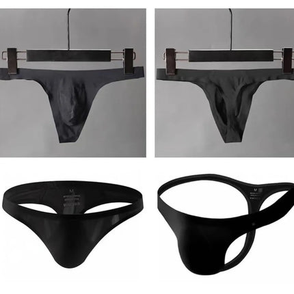 Ultra-thin Seamless Men G Strings Solid Color Thongs Male Pouch Ice Silk Underwear Breathable Low Rise Briefs Panties Underpants