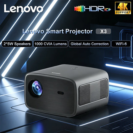 Lenovo X3 4K Projector HDR 10 Decode 1000CVIA Brightness Home Cinema Media Video Full HD with Wifi6 & BT Android Smart TV Beamer