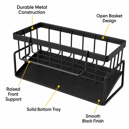 Metal Kitchen Sink Organizer Heavy Duty Caddy Countertop Sponge Holder with Drain Tray for Dish Soap and Scrubber Storage