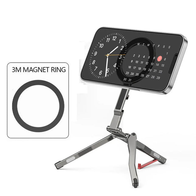 2026 Magnetic Tripod With Fence-Mounted Cold Shoe Handle Phone Tripod For Magsafe iPhone 16 15 14 13 12 Pro Android Desk Mount