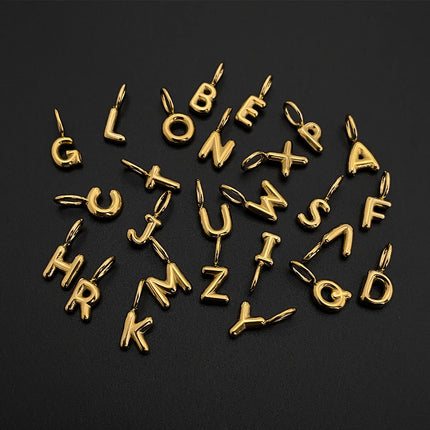 eManco Stainless Steel Gold-plated Charms Modern Style 3D Bubble Alphabet Elements DIY Necklace Bracelet Jewelry Making