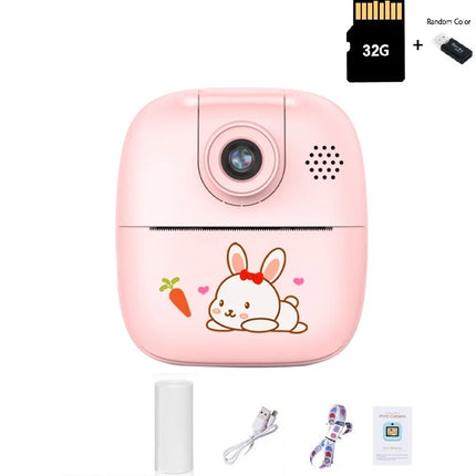 Kids Instant Print Camera Thermal Printed Camera Children Digital Camera Video Toy Birthday Gift 32G Memory Card