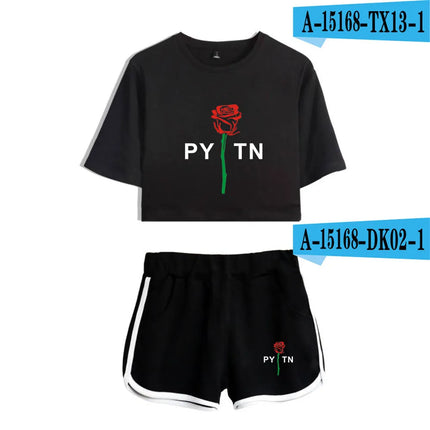 Youthful Payton Moormeier T-shirts shorts Pants Dew navel Sport Girls Short Sleeve Suits Sexy Girls Summer Two Pieces sets