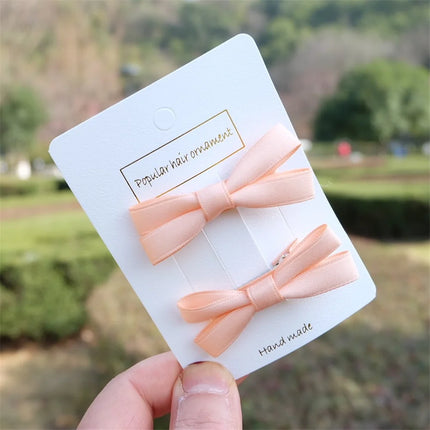 2Pcs/Set Hair Bow Clips For Girls Baby Kawaii Barrettes Cute Hair Accessories Kids Colored Ribbon Hairpins Children Hairgrip Hot