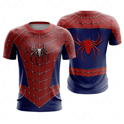 New 2026 Summer Boys Marvel Spider Man Set Series Cool 3d Printed T-Shirt Hip Hop Sports Sweat Absorbing Boys And Girls T-Shirts