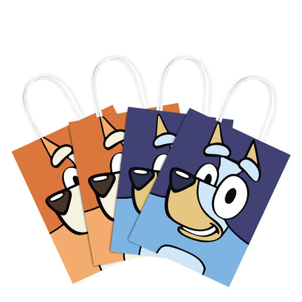 6/12Pcs Bluey Theme Gift Bag Set Bingo Anime Children's Birthday Party Biscuit Candy Packaging Bag Gifts Storage Party Supplies