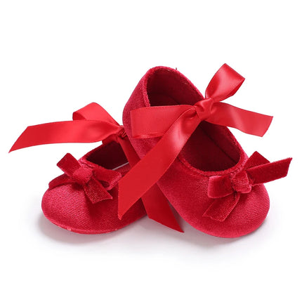 Red Fluffy Comfortable Princess Shoes 0-12 Months Baby Girl Indoor Walking Party Christmas Single Shoes