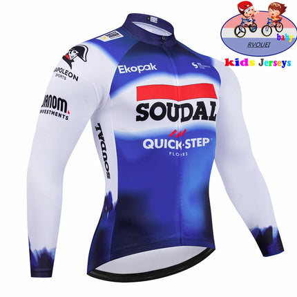 Soudal Quick Step Baby Cycling Clothing Children Long Sleeve Jersey Set Breathable Sportswear Kids Bicycle Maillot Ciclismo