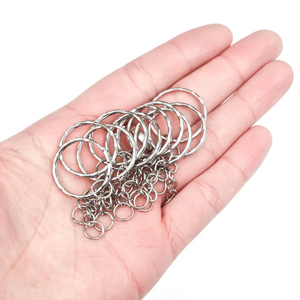 Metal Keychain Kits Metal Key Ring with Jump Rings/Lobster Clasp/Screw Pins Connector Accessories for DIY Jewelry Making