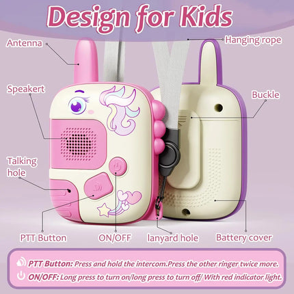 2PCS Walkie Talkie Toys for Kids, Unicorn Gifts for Girls Age 3-9,Birthday Presents Xmas Gifts Outdoor&Indoor activity ,camping