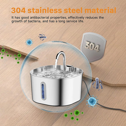 2.2L Stainless Steel Cat Water Fountain,Pet Water Dispenser With Filter,Dog Drinking Fountain For Cats,Ultra Quiet Water Pump