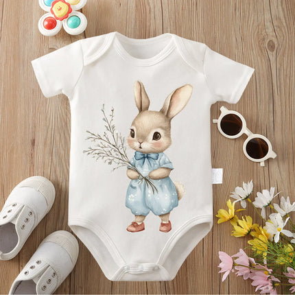 Retro Hello Spring Little Animals Pure Cotton Bodysuit Onesie Comfortable Cloths for Baby Jumpsuit for 0 To 12 Months Newborn