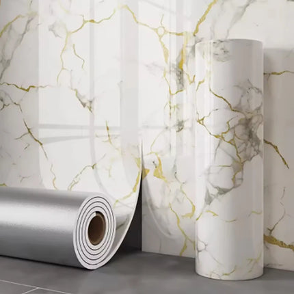 1 Roll Marble Thick Foam Imitation Tile Self-Adhesive Wallpaper Bedroom Living Room Decoration Bathroom Waterproof Wall Sticker