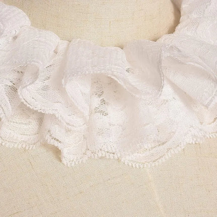 Vintage Lace Ruffled Multi-layer Detachable Collar Victorian Edwardian White Costume Neck Collar for Women Girls