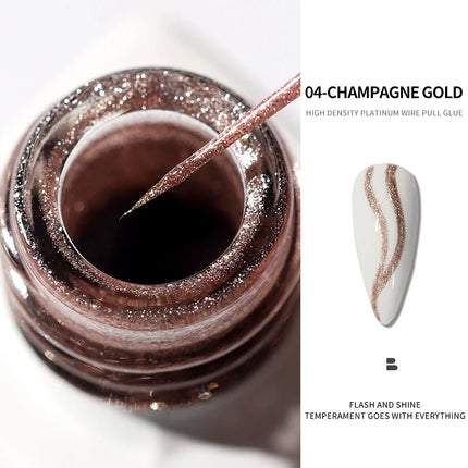 1Box Metallic Gel Gold Mirror Effect Gel Nail Polish French Nail Art Line/Flower Painting Gel Glitter UV Gel Nail Soak Off #8YQW