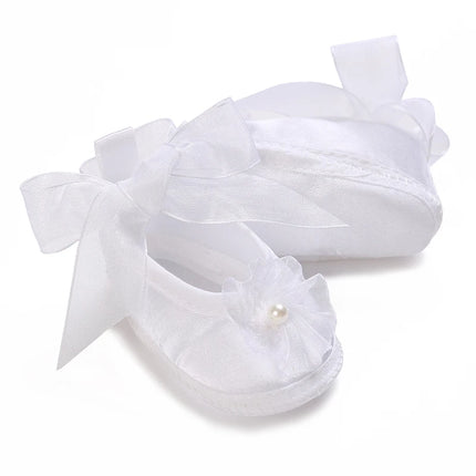 Newborn Baby's First Baptism Shoe: Newborn Boys and Girls' White Baptism Shoes Soft Sole Walking Shoes Multiple Styles-9CM/10CM