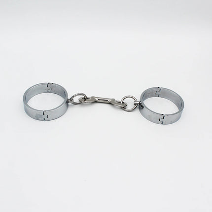 Metal Steel Circular Wrist Hand Ankle Cuffs with Detachable Connect Hook Restraints Lock Slave BDSM Shackles Adult Sex Toys