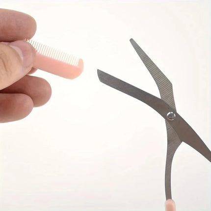Stainless Steel Eyebrow Trimming Scissors with built-in Comb Precise Grooming Tool Creating Perfect Eyebrows Pink/White/Black