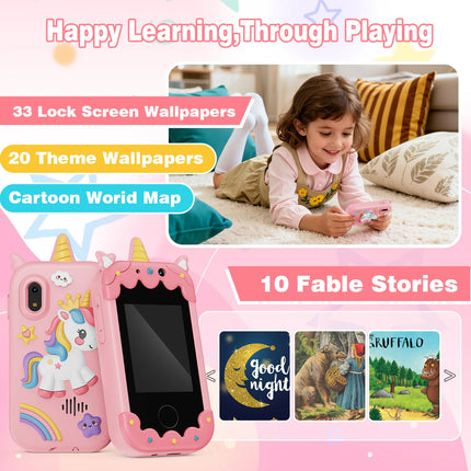 Kids Smart Phone for Girls Christmas Birthday Gifts for Girls Kids Toys Phone with  Touchscreen Dual Camera Game Music Player