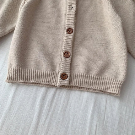 Children Knit Sweater Boys Girls New Autumn Cardigan Kids' Spring Solid Color Casual Coats Toddler Fashion Knit Jackets 0-5Y