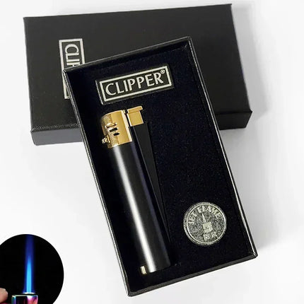 Clipper Portable Grinding Wheel Flint Inflatable Lighter Metal Smokeless Butane Gas Smoking Ignition Tool Accessories Box