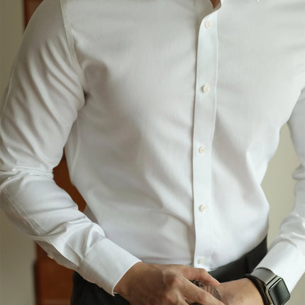 Men's long-sleeved shirt: casual, simple, high-quality, wrinkle-free, slim fit, business formal, all-season collection