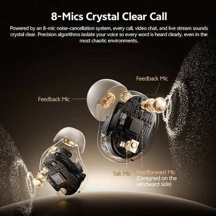 QCY MeloBuds A30 Wireless Earbuds 60dB Adaptive AI Scene ANC 8-Mic 3-Device Connect Bluetooth Earphones LDAC Hi-Res Headphones