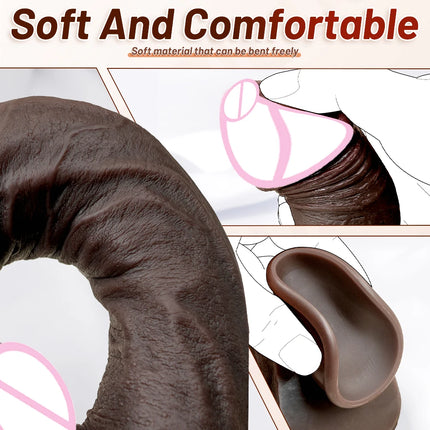 28cm Super Soft Silicone Dildo with Suction Cup Flexible G-spot Strap-On for Women Men Lesbian - Long Penis Sex Toy for Couples