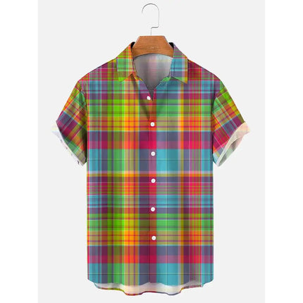 New Hawaiian Shirts for Men Casual Button Down Short Sleeve Unisex Striped 3D Print Summer Beach European Size S to 5XL