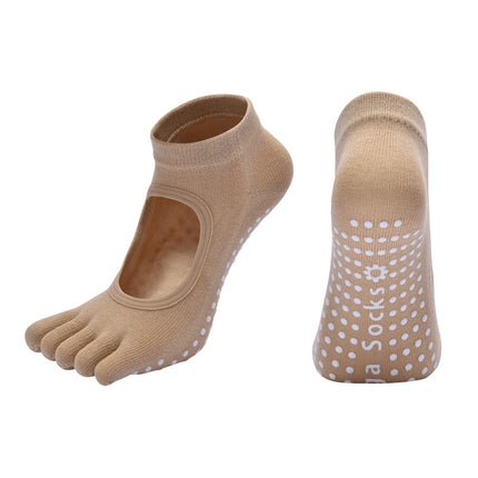 Women Five Toes Backless Yoga Socks Cotton Anti-Slip Indoor Fitness   Pilates Socks Ladies Ballet Dance Sports Socks Slipper