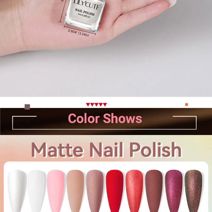 LILYCUTE 7ml Matte Nail Polish Velvet Effect Pearl Shell  Air Dry Nail Art Varnish No Need Lamp Manicure Glitter Nail Care Polis