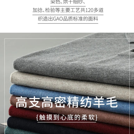 High quality worsted  spun collar wool sweater men's spring and autumn business polo sweater thin long sleeved knitted T-shirt