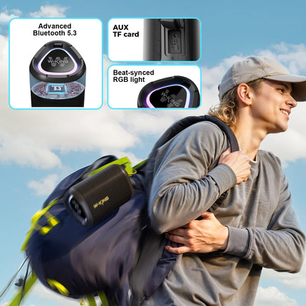 W-KING D110 Portable Bluetooth Speaker, IPX7 Waterproof Wireless Speaker with 15W Loud Stereo Sound, 12H Playtime & RGB Light