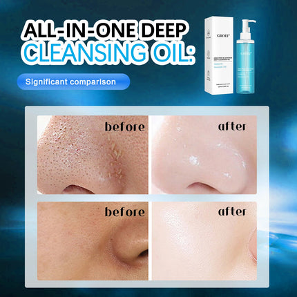 GROEI Cleansing Oil, Gentle Deep Cleansing, 3-in-1 for Eyes/Lips/Face, Skin-Nourishing Non-Comedogenic